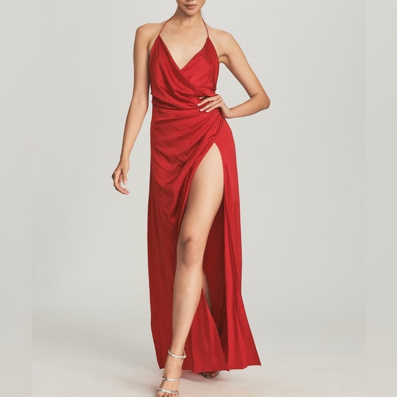 RETROFETE Ceres Embellished Silk Maxi Dress Red Size XS - Picture 1 of 6